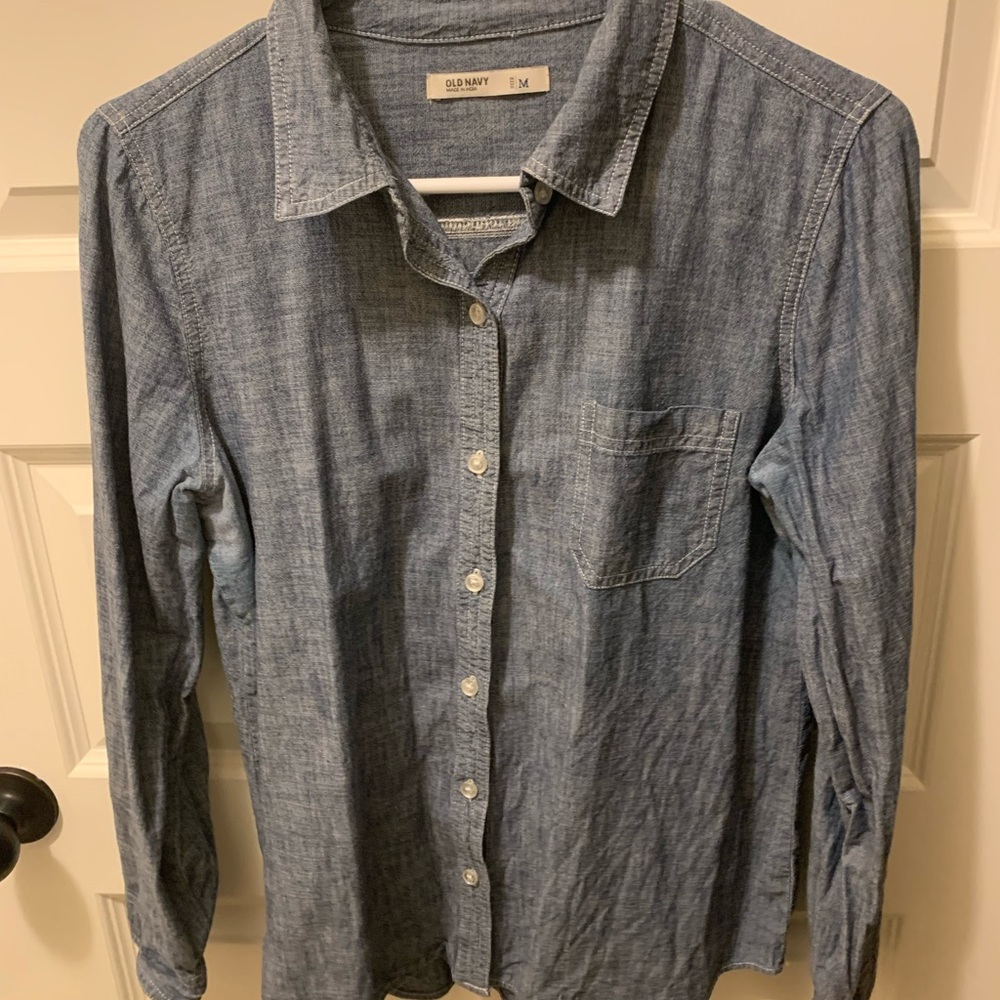 Long sleeve blue Jean shirt